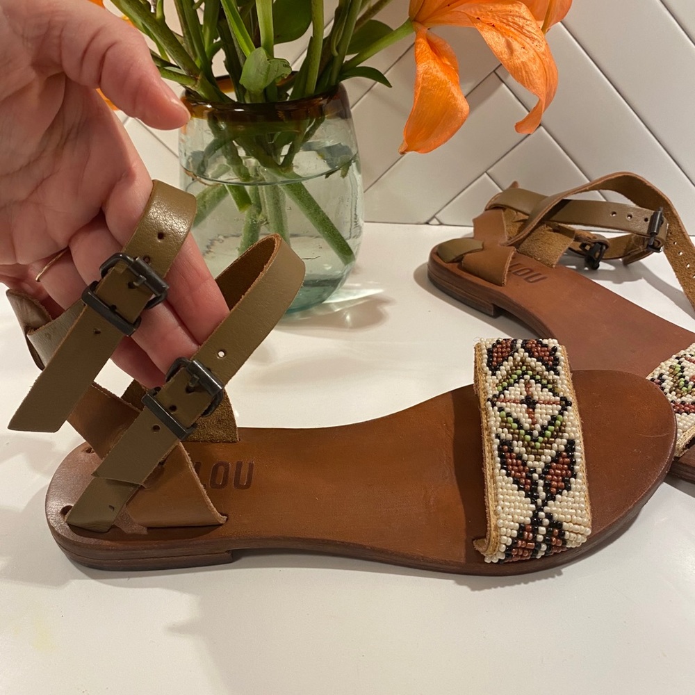 Beaded leather sandals size 36